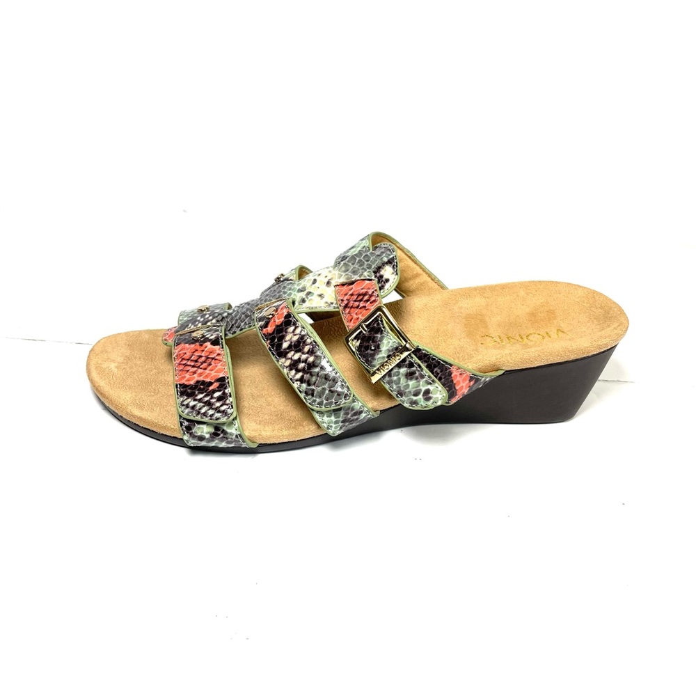 Vionic‎ Radia Wedge Sandals Slides Women’s Size 9 Snake Prints Straps Buckle